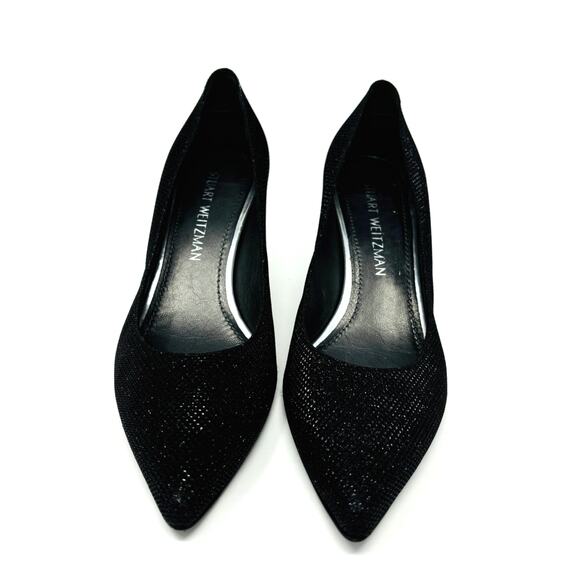 Stuart Weitzman Pinot Black Pump Heels, Size 8.5, Fabric Glitter - Picture 8 of 8